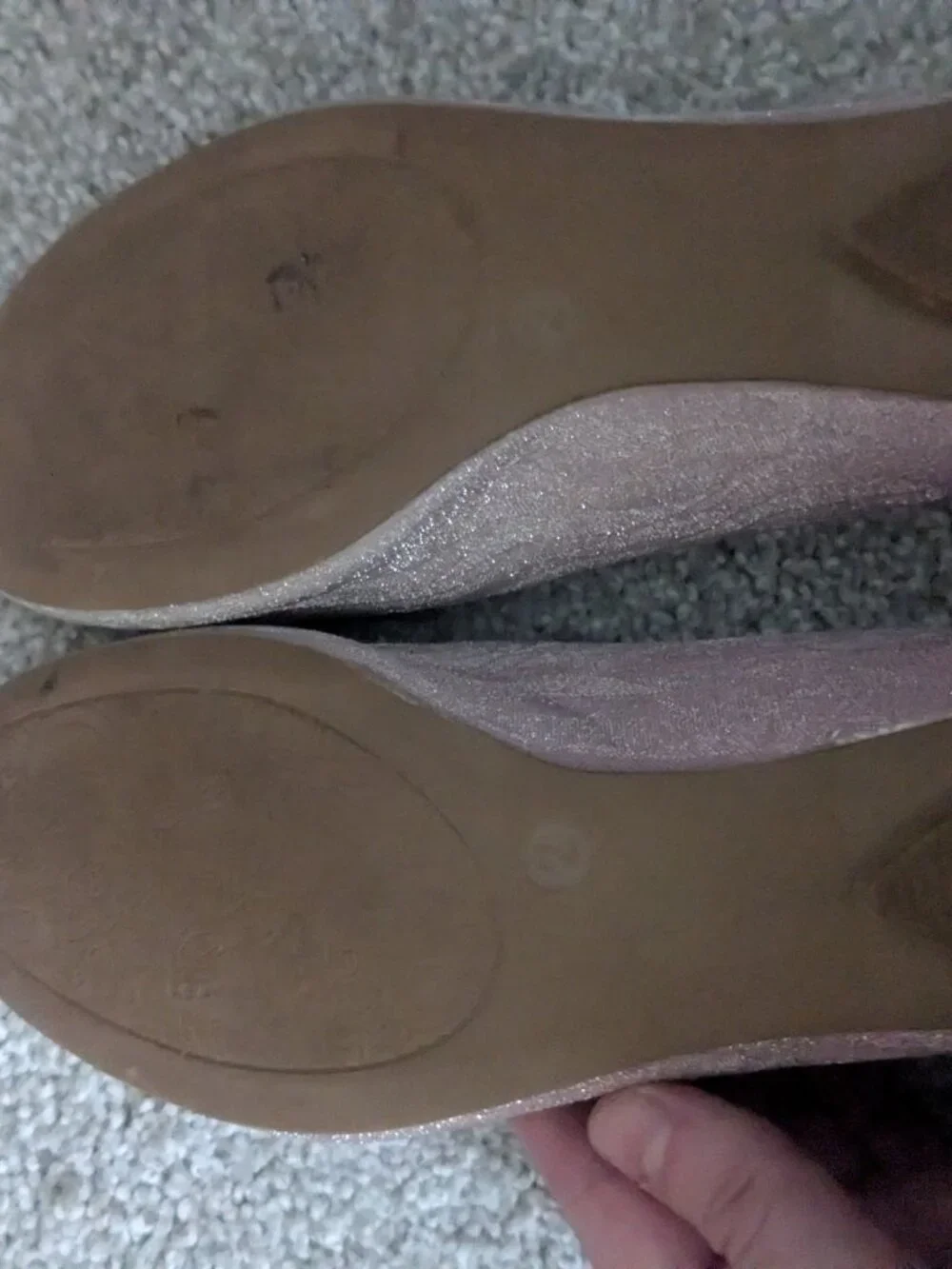 Pink and White Ombre Sparkly Girls Size 2 Flat Shoes